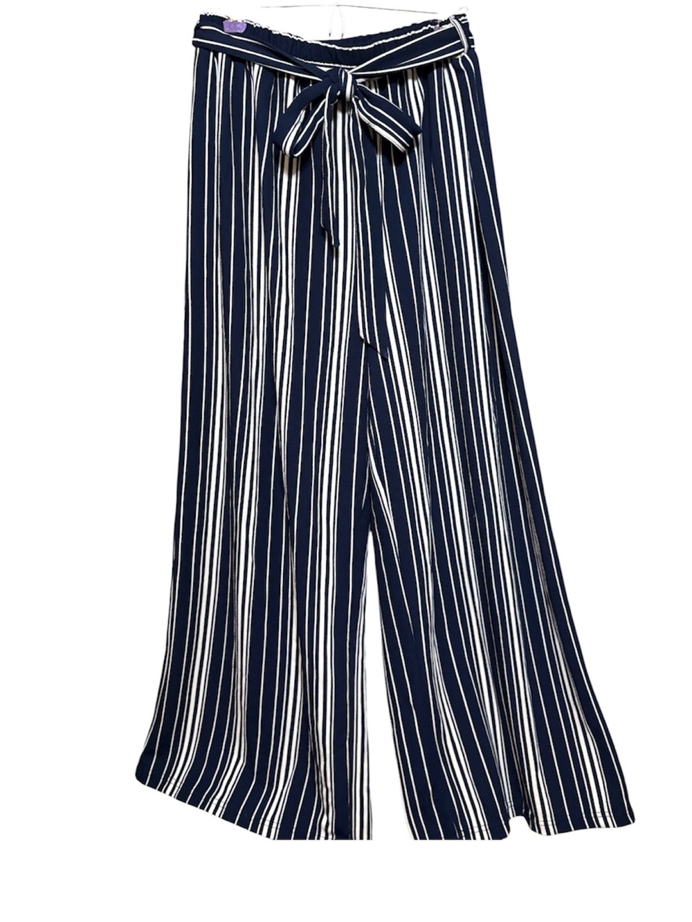 Eden & Olivia L Wide-Leg Stripe Tie-Waist Pants - Navy & White